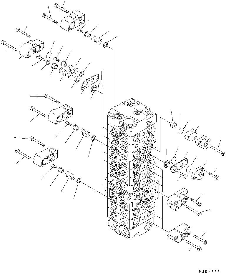 Komatsu parts book diagram for PC58UU-3 S/N 20001-UP: MAIN VALVE (9-VALVE) (4/22) (FOR POWER TILT MECHA ANGLE BLADE)(#20848-)