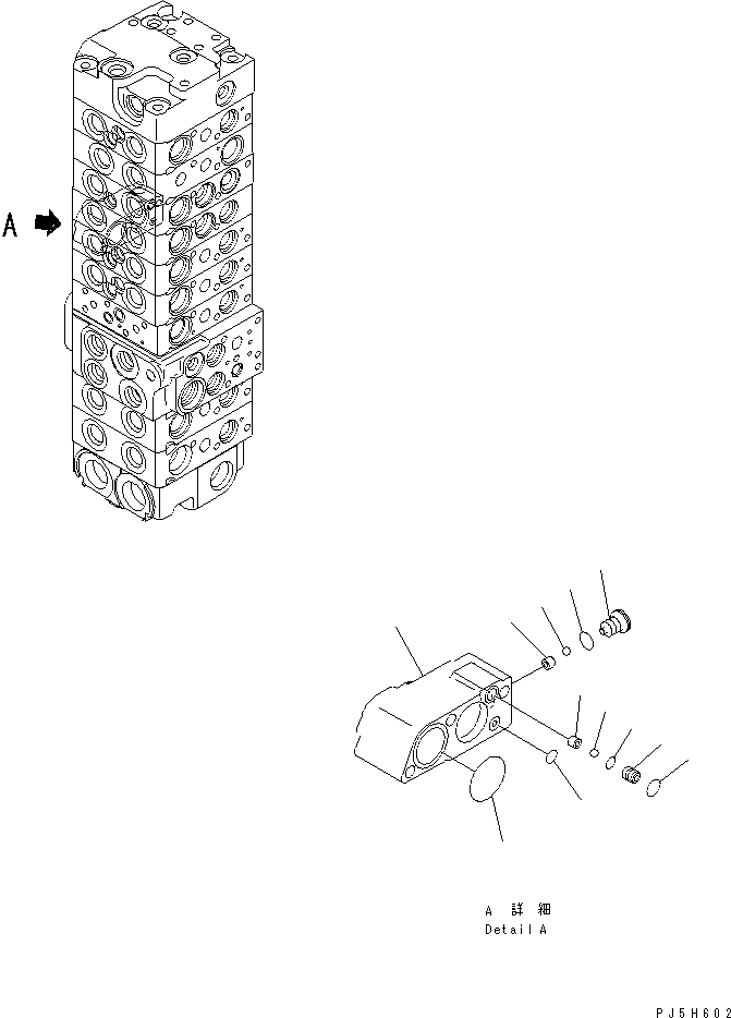 Komatsu parts book diagram for PC58UU-3 S/N 20001-UP: MAIN VALVE (9-VALVE) (7/22) (FOR ATTACHMENT)