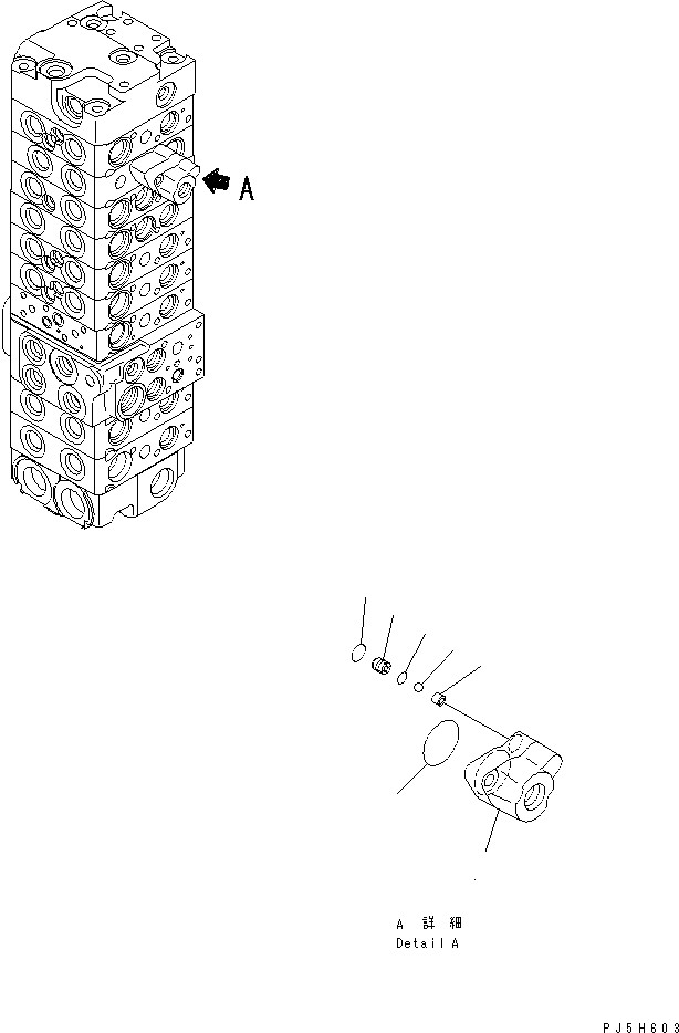 Komatsu parts book diagram for PC58UU-3 S/N 20001-UP: MAIN VALVE (9-VALVE) (8/22) (FOR POWER TILT MECHA ANGLE BLADE)(#20848-)