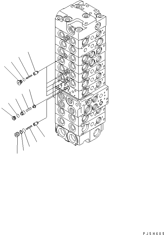 Komatsu parts book diagram for PC58UU-3 S/N 20001-UP: MAIN VALVE (9-VALVE) (10/22) (FOR SLIDE ARM)