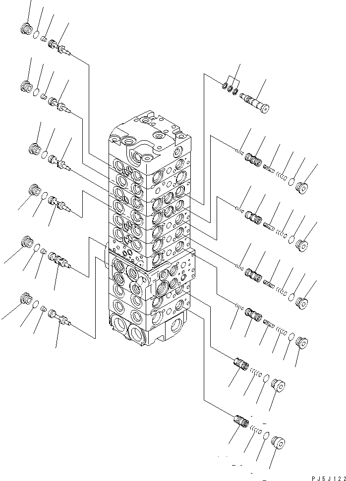 Komatsu parts book diagram for PC58UU-3 S/N 20001-UP: MAIN VALVE (9-VALVE) (11/22) (FOR POWER TILT MECHA ANGLE BLADE)(#20848-)