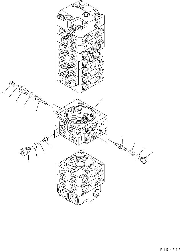 Komatsu parts book diagram for PC58UU-3 S/N 20001-UP: MAIN VALVE (9-VALVE) (13/22) (FOR POWER TILT MECHA ANGLE BLADE)(#20848-)