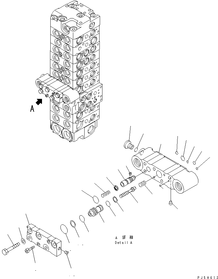 Komatsu parts book diagram for PC58UU-3 S/N 20001-UP: MAIN VALVE (9-VALVE) (17/22) (FOR ATTACHMENT)