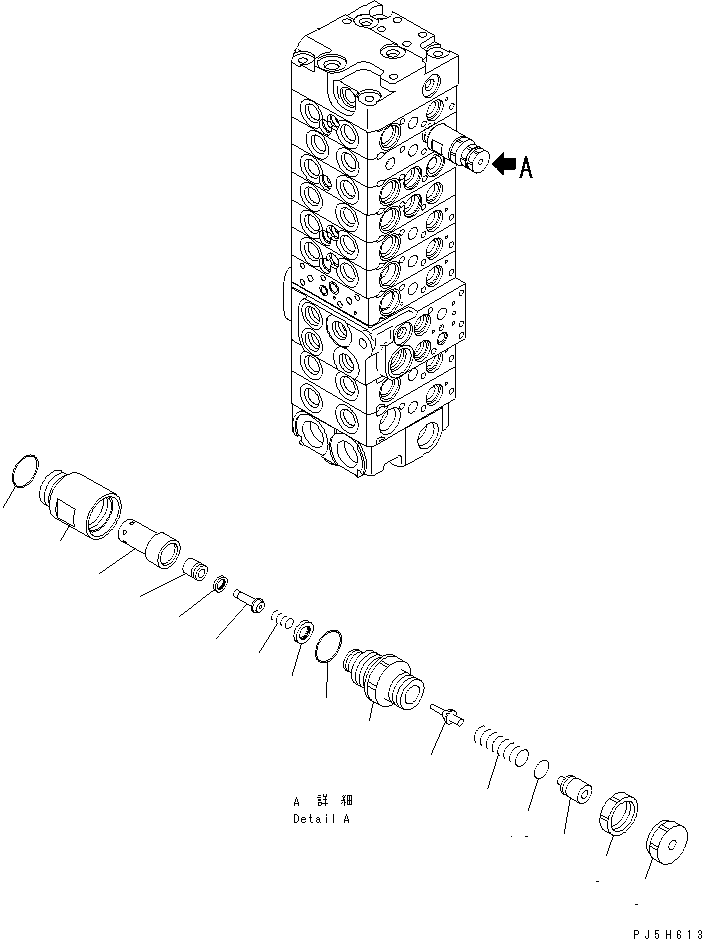 Komatsu parts book diagram for PC58UU-3 S/N 20001-UP: MAIN VALVE (9-VALVE) (18/22) (FOR ATTACHMENT)