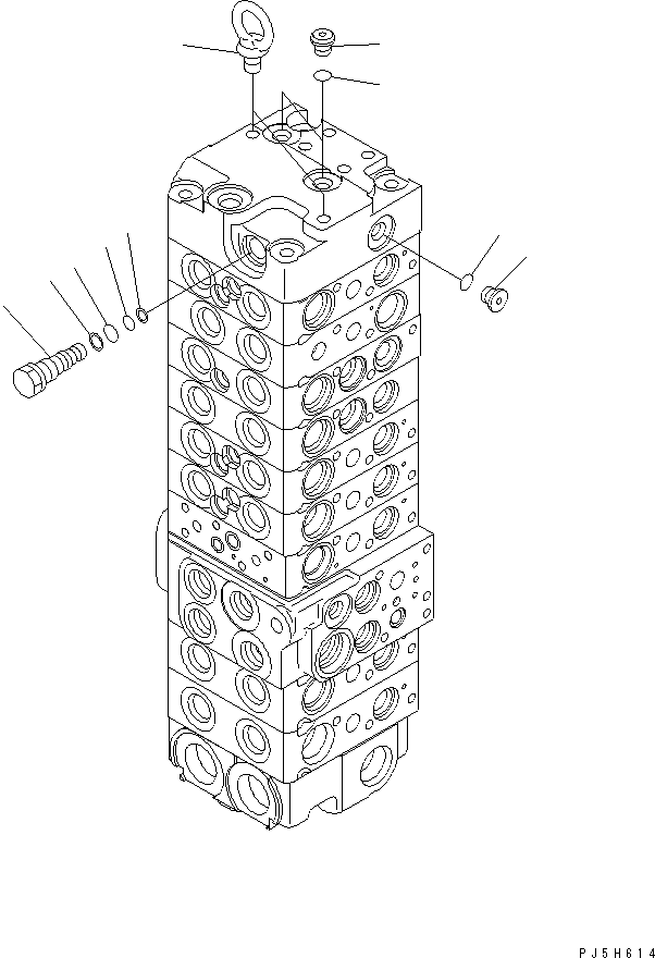 Komatsu parts book diagram for PC58UU-3 S/N 20001-UP: MAIN VALVE (9-VALVE) (19/22) (FOR ATTACHMENT)