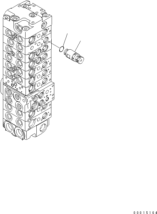 Komatsu parts book diagram for PC58UU-3 S/N 20001-UP: MAIN VALVE (9-VALVE) (18/22) (FOR POWER TILT MECHA ANGLE BLADE)(#20848-)