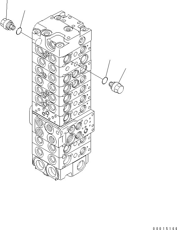 Komatsu parts book diagram for PC58UU-3 S/N 20001-UP: MAIN VALVE (9-VALVE) (22/22) (FOR POWER TILT MECHA ANGLE BLADE)(#20848-)