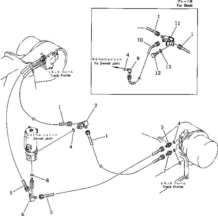 Komatsu parts book diagram for PC60-6S S/N 28001-UP: HYDRAULIC PIPING (TRAVEL MOTOR LINE) (LOWER 2/2)