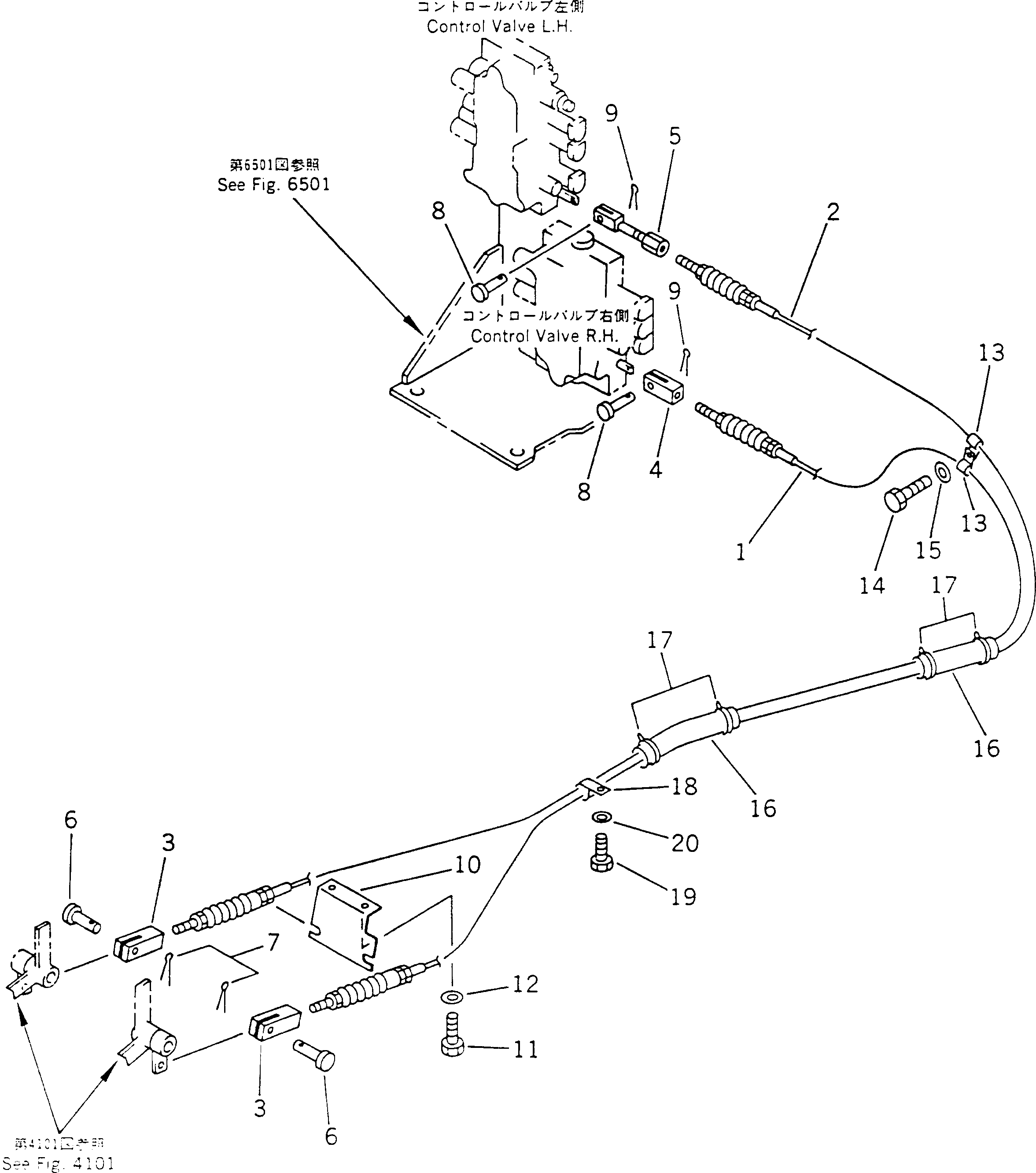 Komatsu parts book diagram for PC60-6S S/N 28001-UP: TRAVEL CONTROL LINKAGE(#34101-)