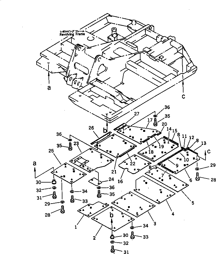 Komatsu parts book diagram for PC60-6S S/N 28001-UP: UNDER COVER (REINFORCED TYPE)(EXCEPT RUBBER SHOE AND BLADE SPEC.)(#34101-)