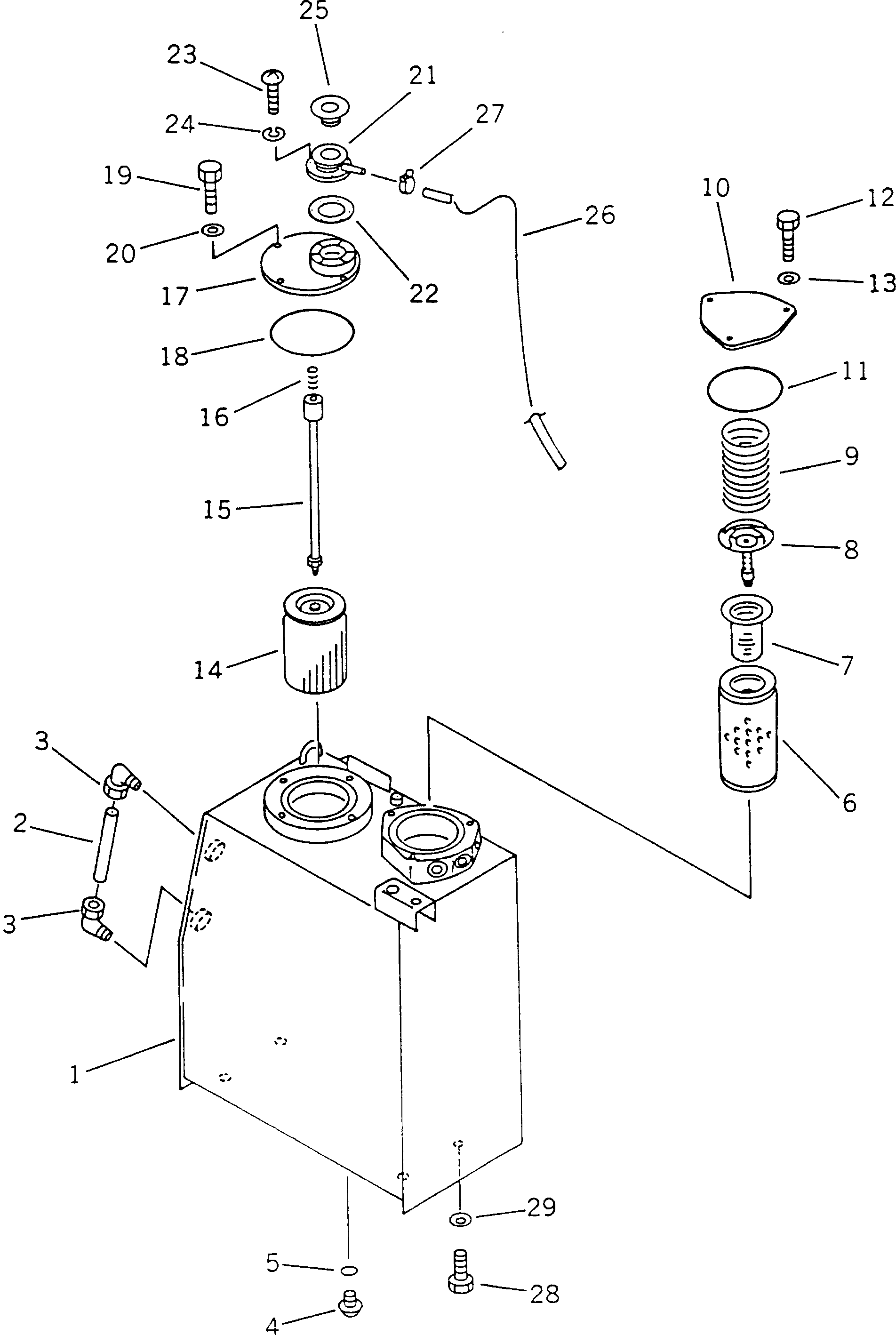 Komatsu parts book diagram for PC60-6S S/N 28001-UP: HYDRAULIC TANK(#30542-)