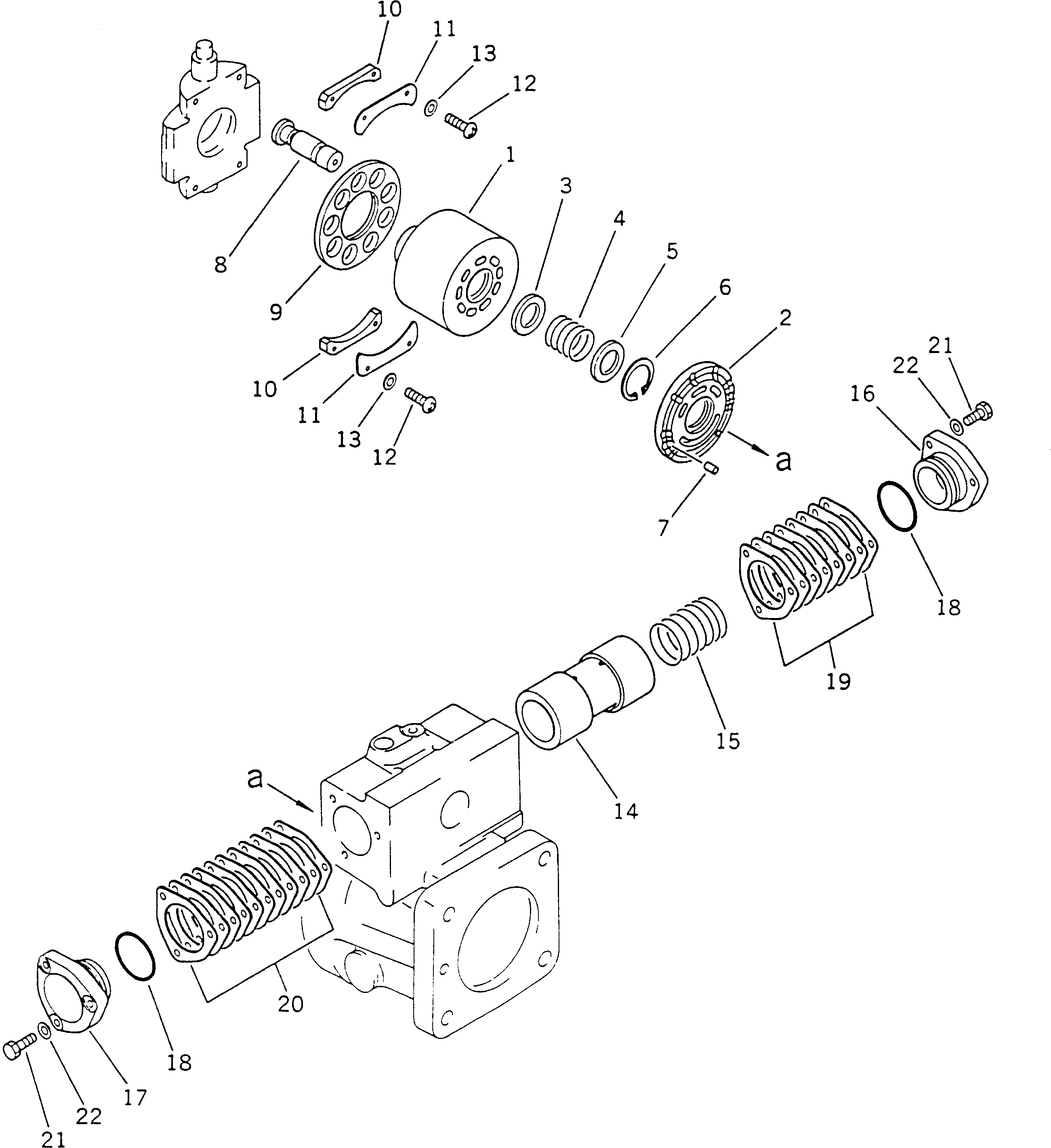 Komatsu parts book diagram for PC60-6S S/N 28001-UP: HYDRAULIC PUMP (REAR 2/2) (WITH BLADE)
