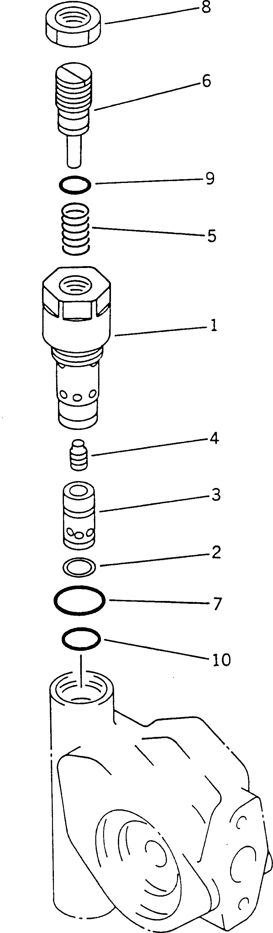 Komatsu parts book diagram for PC60-6S S/N 28001-UP: HYDRAULIC PUMP (RELIEF VALVE) (EXCEPT BLADE SPEC.)