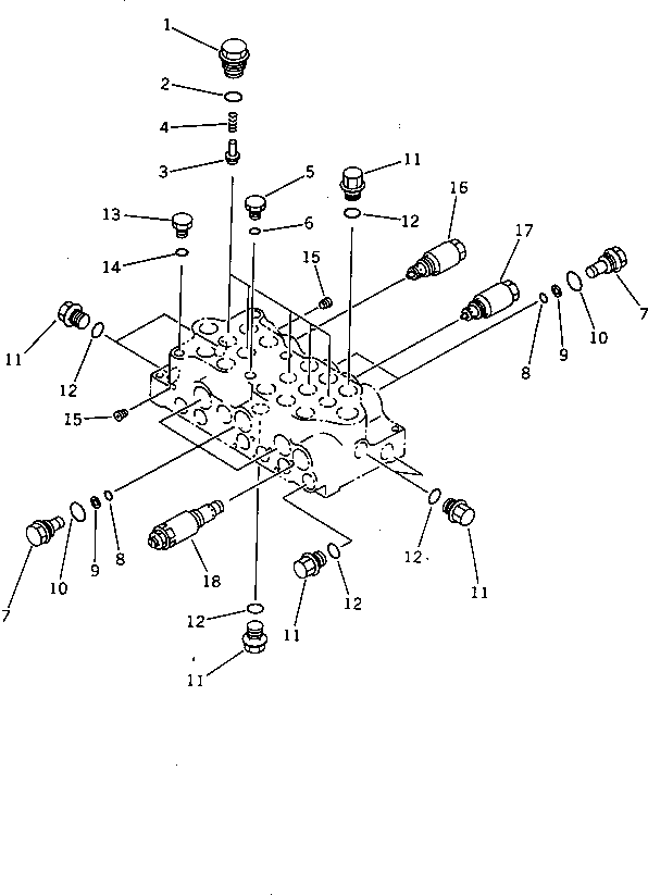 Komatsu parts book diagram for PC60-6S S/N 28001-UP: HYDRAULIC CONTROL VALVE ? L.H. (2/3)