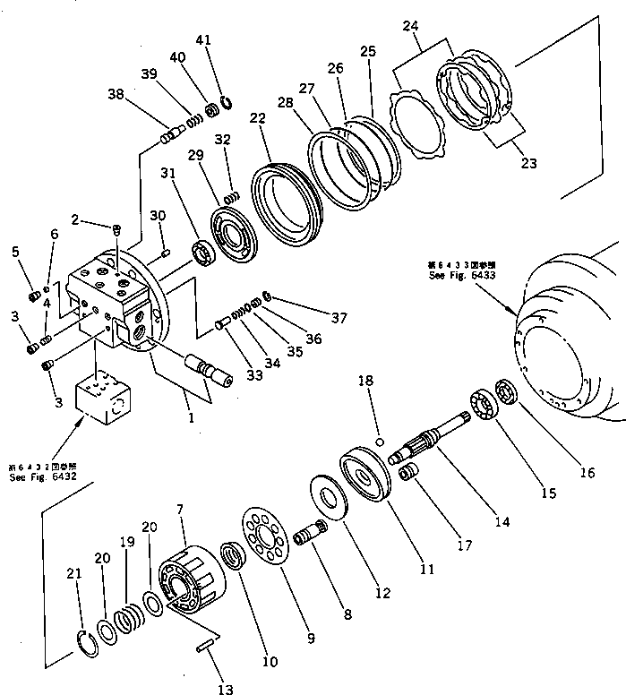 Komatsu parts book diagram for PC60-6S S/N 28001-UP: TRAVEL MOTOR (1/3)