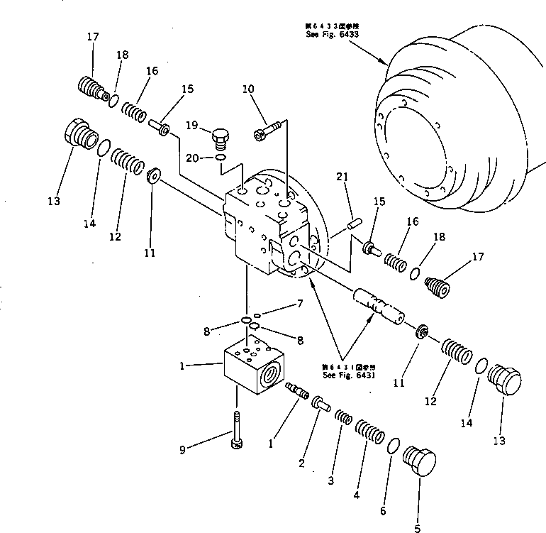 Komatsu parts book diagram for PC60-6S S/N 28001-UP: TRAVEL MOTOR (2/3)