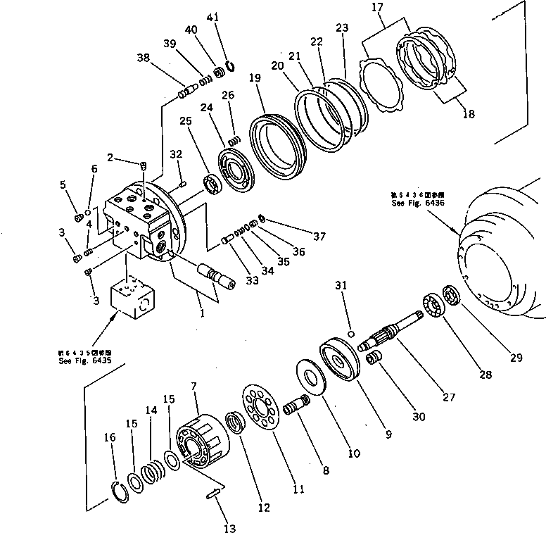 Komatsu parts book diagram for PC60-6S S/N 28001-UP: TRAVEL MOTOR (1/3) (REINFORCED)