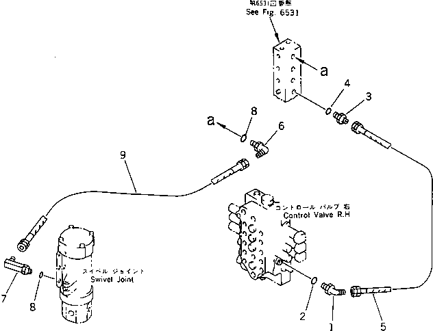 Komatsu parts book diagram for PC60-6S S/N 28001-UP: HYDRAULIC PIPING (PILOT CIRCUIT) (2/2)
