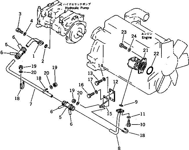 Komatsu parts book diagram for PC60-6S S/N 28001-UP: HYDRAULIC PIPING (BLADE PUMP LINE)