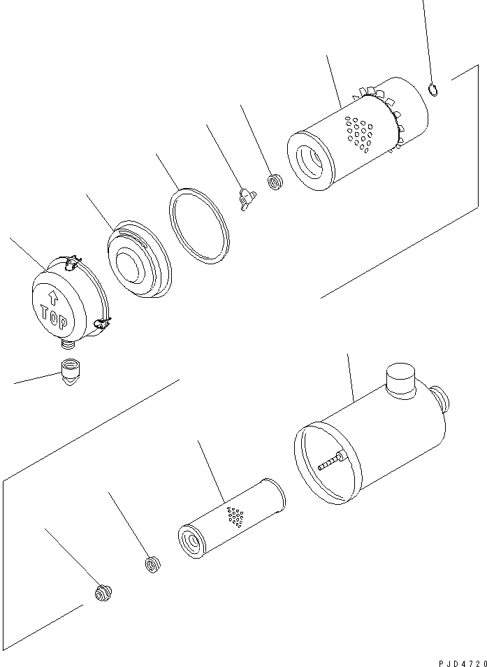 Excavators Komatsu / PC60-7 S/N 45001-UP (With Front Blade Spec.)(pc60-7-c) / AIR CLEANER (DOUBLE ELEMENT TYPE)(#58001-)(030070 : B0200-51A1)