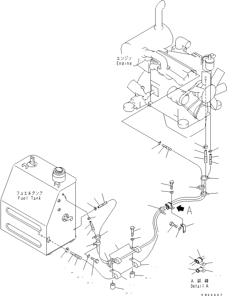 Excavators Komatsu / PC60-7 S/N 45001-UP (With Front Blade Spec.)(pc60-7-c) / FUEL LINE(#58001-)(090040 : D0200-01A0B)