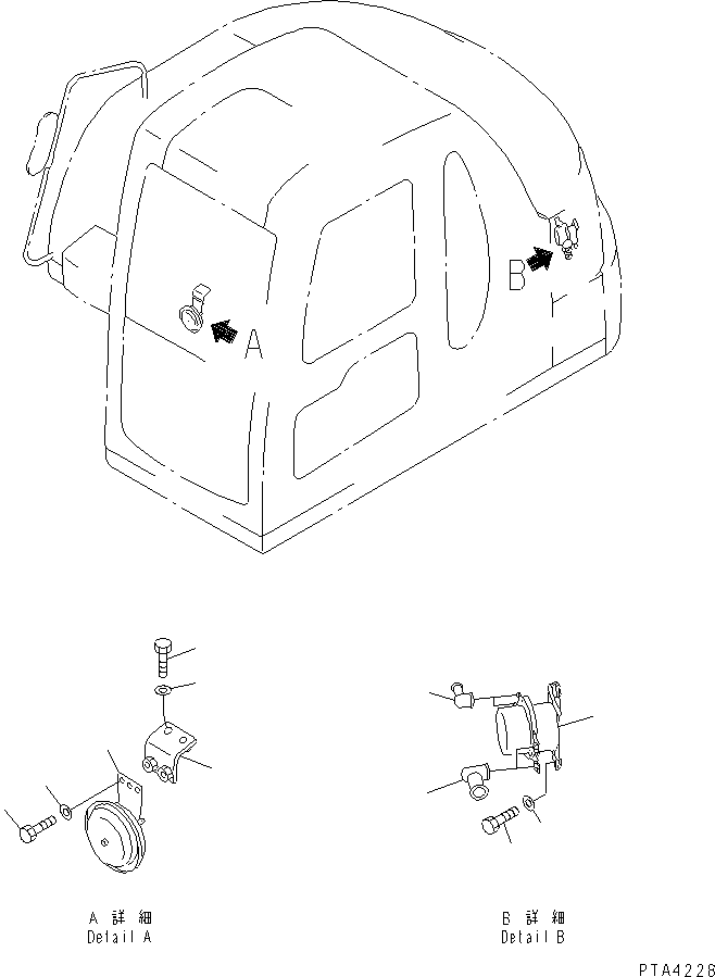 Excavators Komatsu / PC60-7 S/N 45001-UP (With Front Blade Spec.)(pc60-7-c) / WIRING (HORN AND RELAY)(120100 : E0200-02A0)