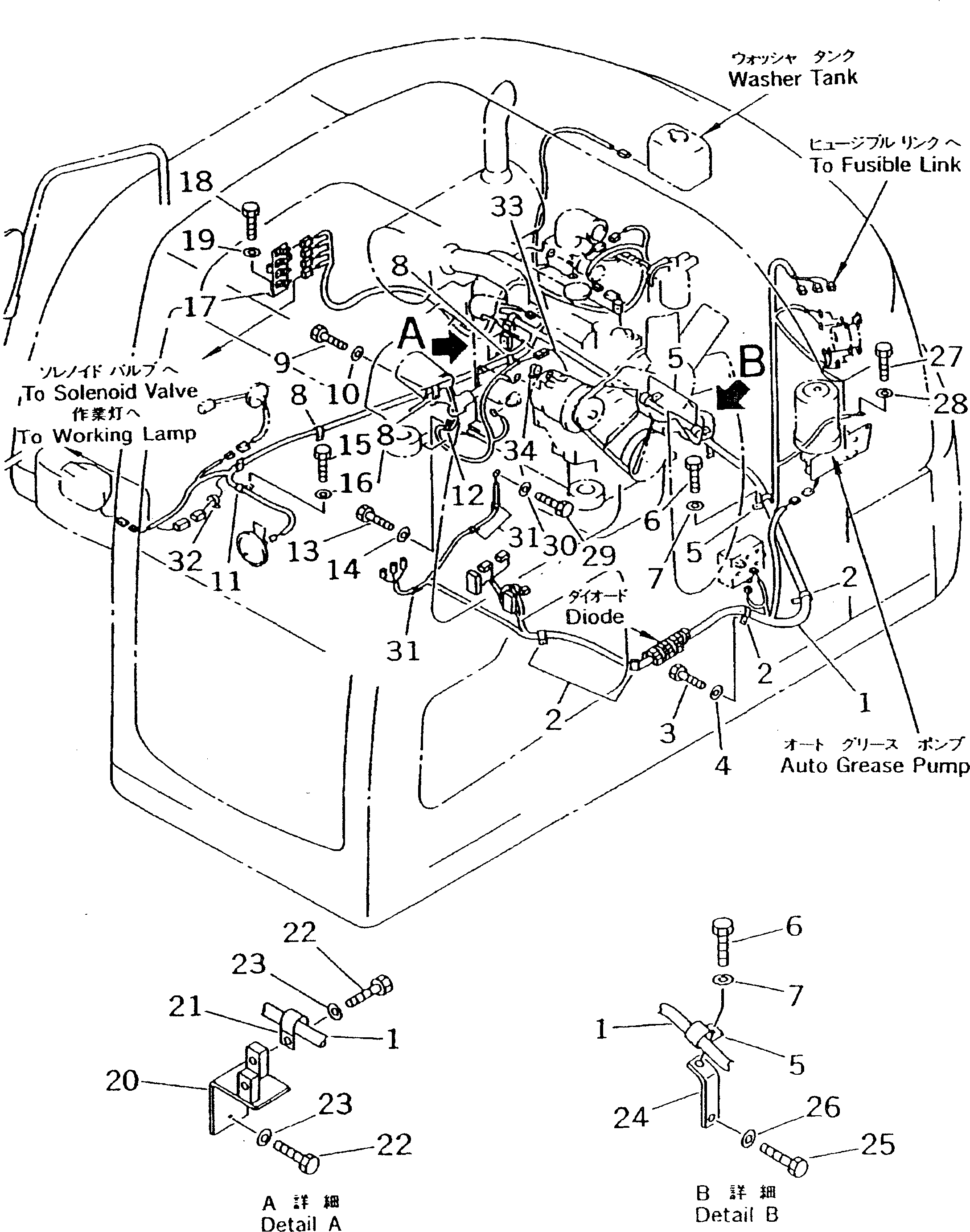 Excavators Komatsu / PC60-7 S/N 45001-UP (With Front Blade Spec.)(pc60-7-c) / WIRING (HARNESS) (FOR U.S.A.)(#48878-52373)(120150 : E0200-03A3)