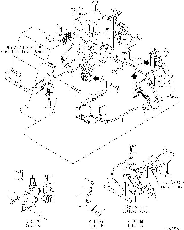 Excavators Komatsu / PC60-7 S/N 45001-UP (With Front Blade Spec.)(pc60-7-c) / WIRING (HARNESS) (FOR U.S.A.)(#52374-58000)(120160 : E0200-03A3A)