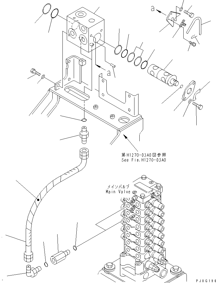 Excavators Komatsu / PC60-7 S/N 45001-UP (With Front Blade Spec.)(pc60-7-c) / ATTACHMENT LINE (MAIN VALVE PIPING AND CONVERTIBLE VALVE)(#59665-)(150350 : H1270-01A0A)