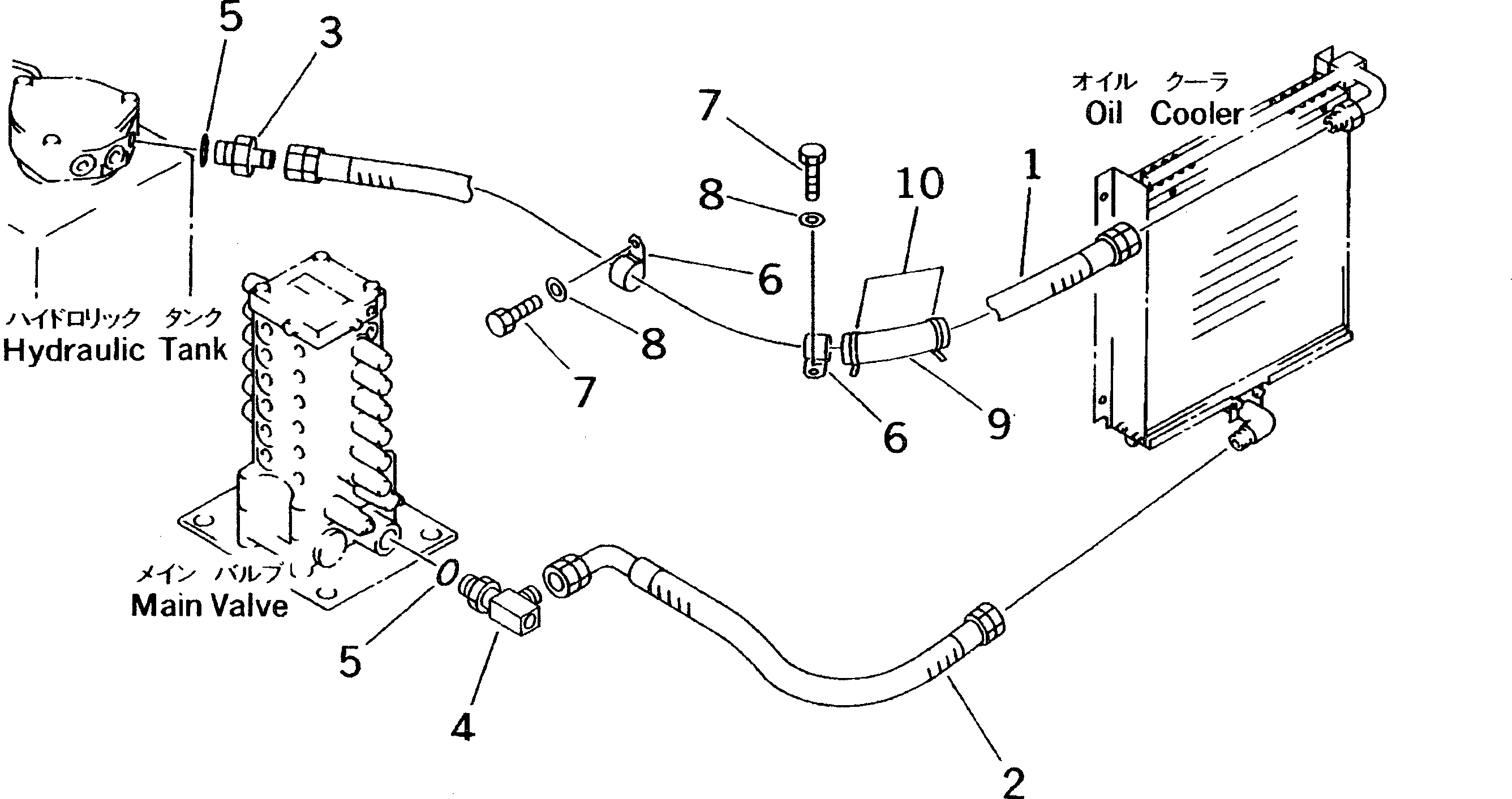 Komatsu parts book diagram for PC60-7E S/N 45001-UP: OIL COOLER LINE (FOR ATTACHMENT)(#45001-52373)