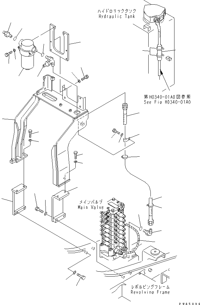 Komatsu parts book diagram for PC60-7E S/N 45001-UP: ATTACHMENT LINE (FILTER LINE AND BRACKET)(#45001-52373)