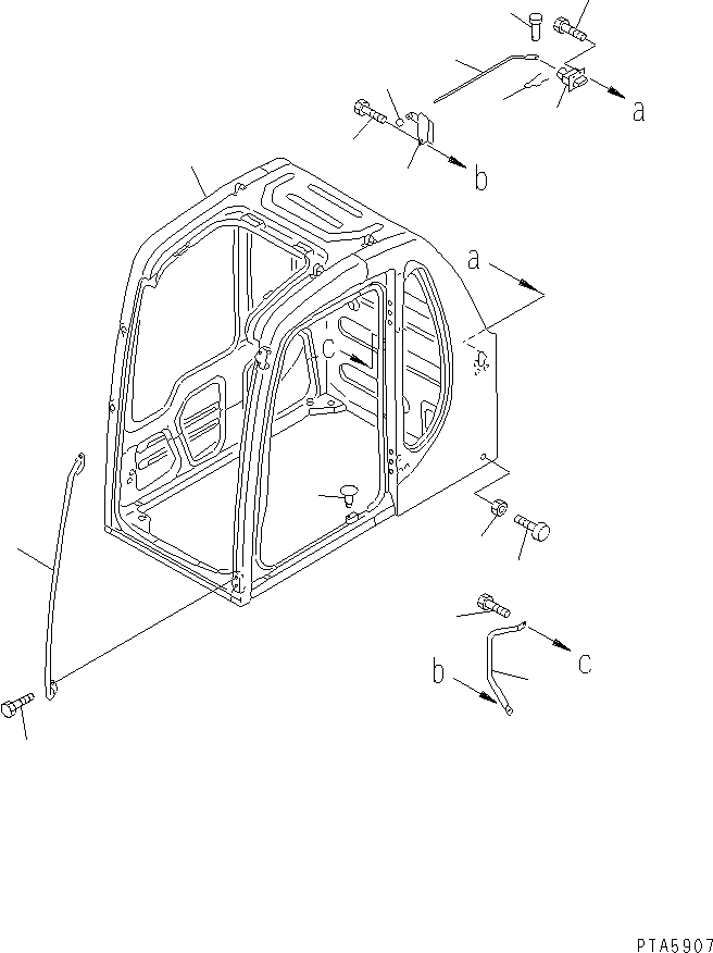 Komatsu parts book diagram for PC60-7E S/N 45001-UP: OPERATOR'S CAB (CAB ? GRIP AND OPEN LOCK) (1/7) (WITH FRONT GUARD)