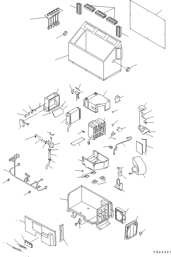 Komatsu parts book diagram for PC60-7E S/N 45001-UP: AIR CONDITIONER (AIR CONDITIONER UNIT)(#52374-53312)