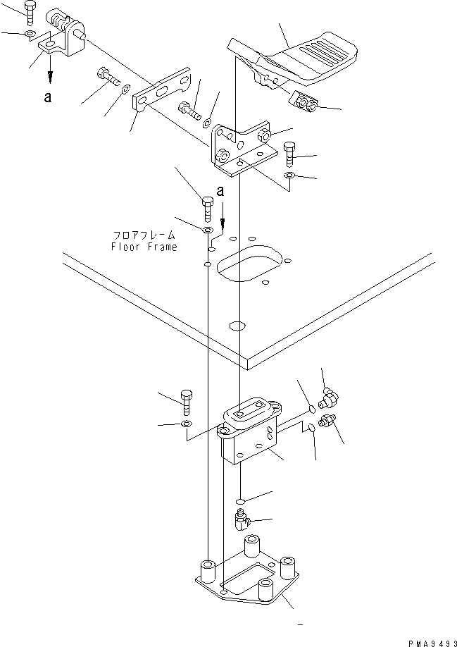 Komatsu parts book diagram for PC60-7E S/N 45001-UP: FLOOR FRAME (CONTROL PEDAL L.H.) (FOR 2-ACTUATOR ATTACHMENT)(#45001-46527)