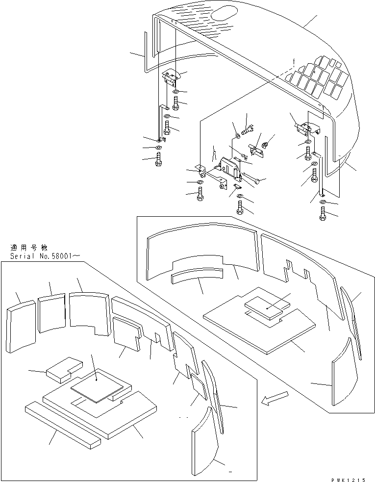 Komatsu parts book diagram for PC60-7E S/N 45001-UP: HOOD (HOOD)(#45001-59474)