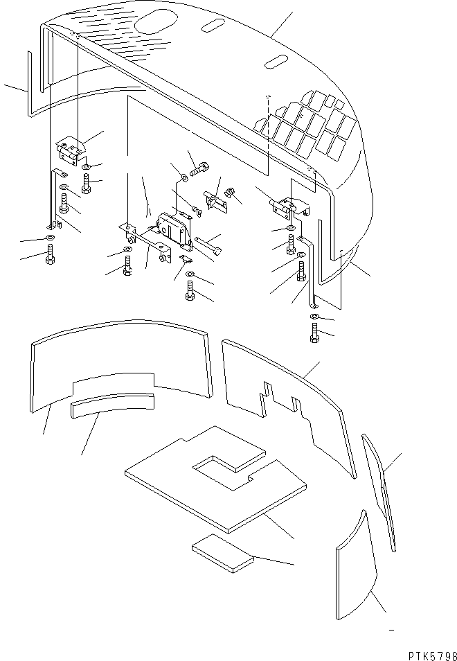 Komatsu parts book diagram for PC60-7E S/N 45001-UP: HOOD (HOOD) (WITH HOIST FOR CHASSIS ASS'Y) (EMISSION)(#50785-)