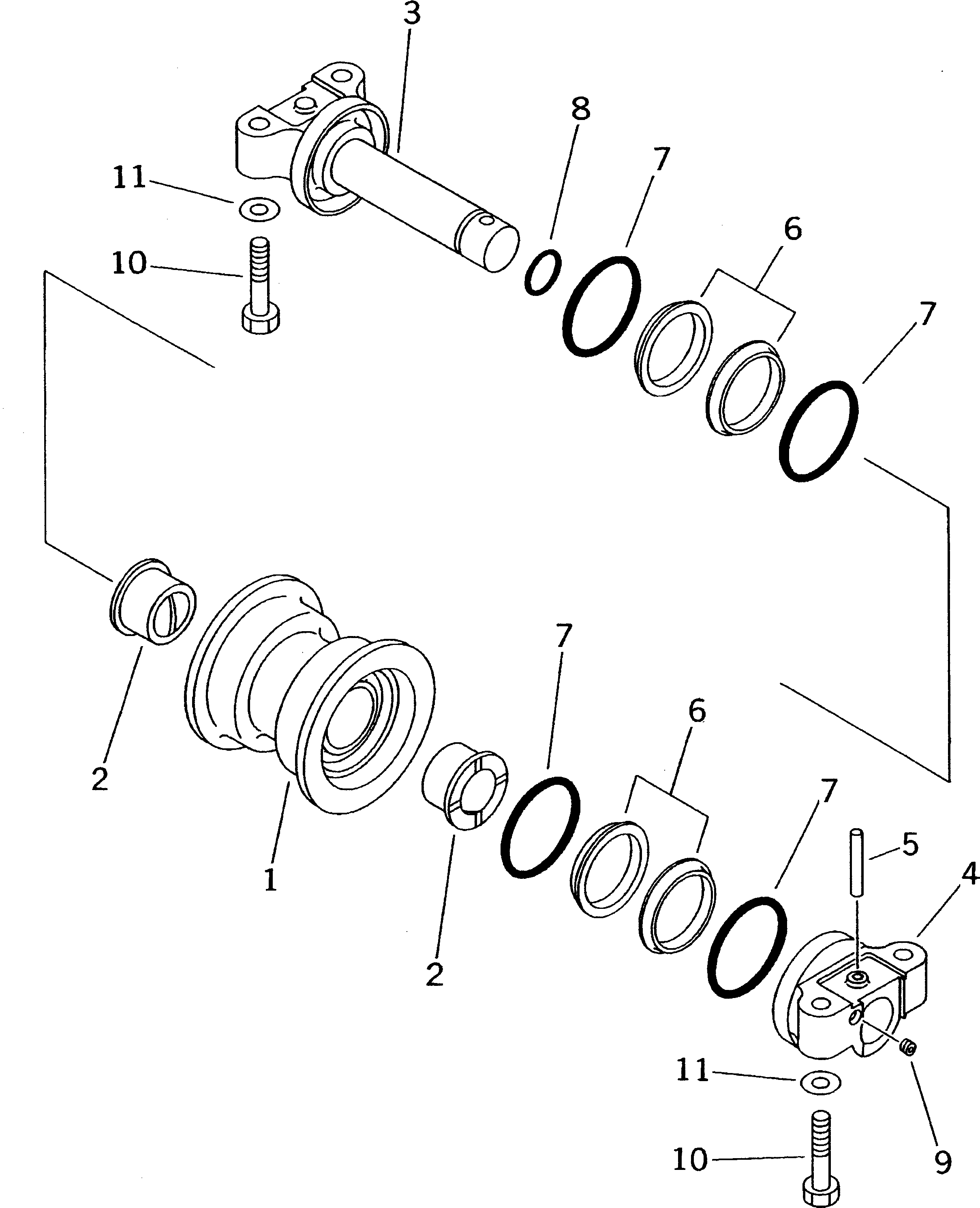 Komatsu parts book diagram for PC60-7E S/N 45001-UP: TRACK ROLLER(#45001-52373)