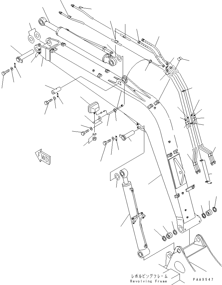 Excavators Komatsu / PC60-7E S/N 45001-UP(pc60-7er) / BOOM (BOOM ? WORK LAMP AND PIN) (FOR 1 OR 2-ACTUATER ATTACHMENT) (WITH HOOK)(#45001-52373)(360040 : T1110-01A6)