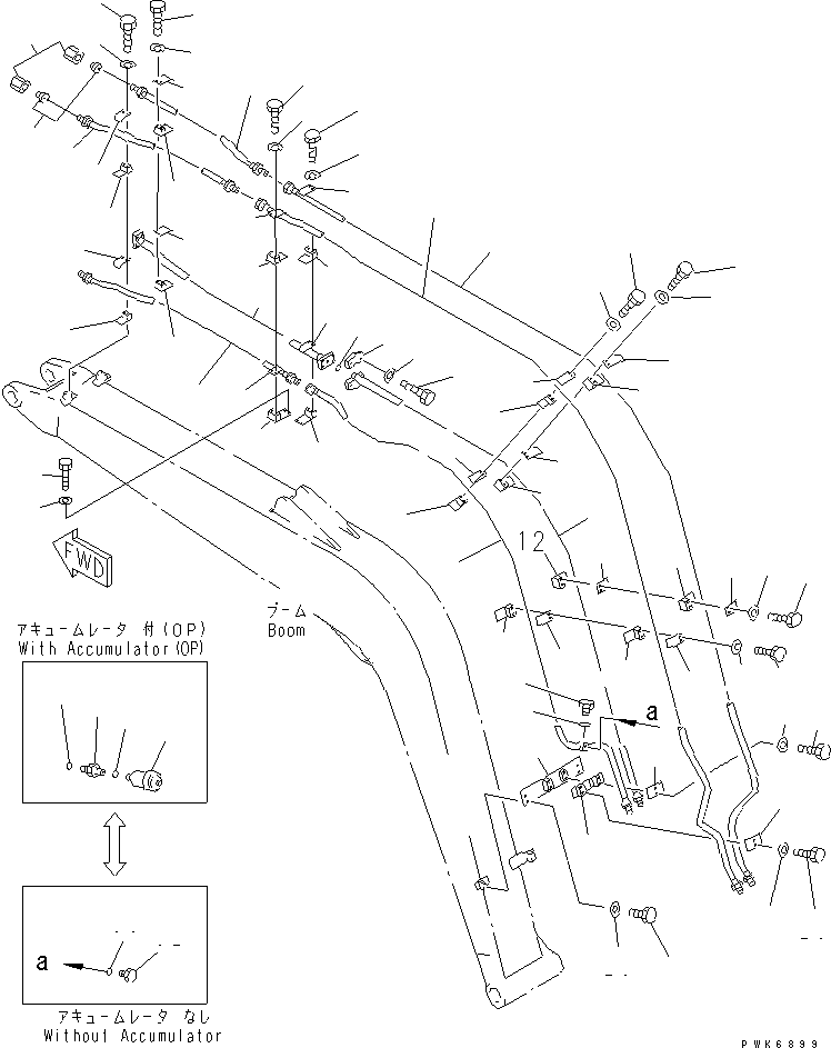 Excavators Komatsu / PC60-7E S/N 45001-UP(pc60-7er) / BOOM (ADDITIONAL LINE) (FOR 2-ACTUATER ATTACHMENT)(#54338-)(360080 : T1110-02A7A)