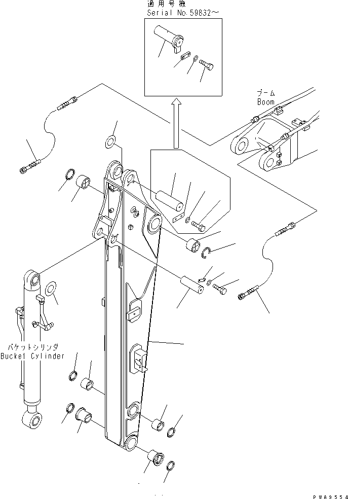 Komatsu parts book diagram for PC60-7E S/N 45001-UP: ARM (STRENGTH TYPE) (FOR 1-ACTUATER ATTACHMENT)