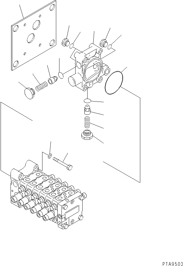 Komatsu parts book diagram for PC60-7E S/N 45001-UP: MAIN VALVE (6-VALVE) (6/6)(#45001-52373)