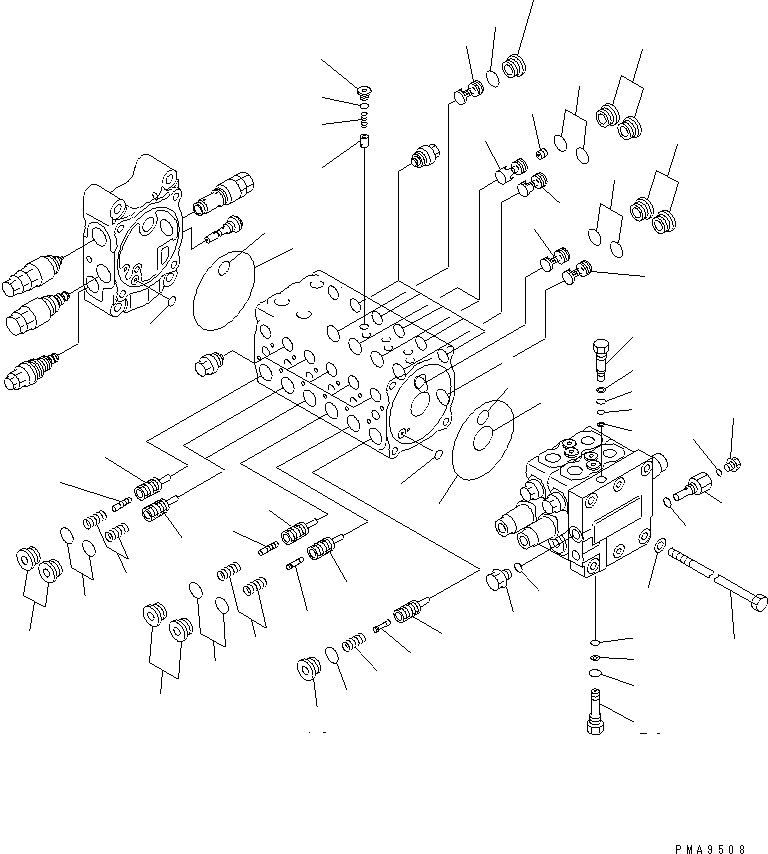 Komatsu parts book diagram for PC60-7E S/N 45001-UP: MAIN VALVE (8-VALVE) (2/8)(#45001-52373)