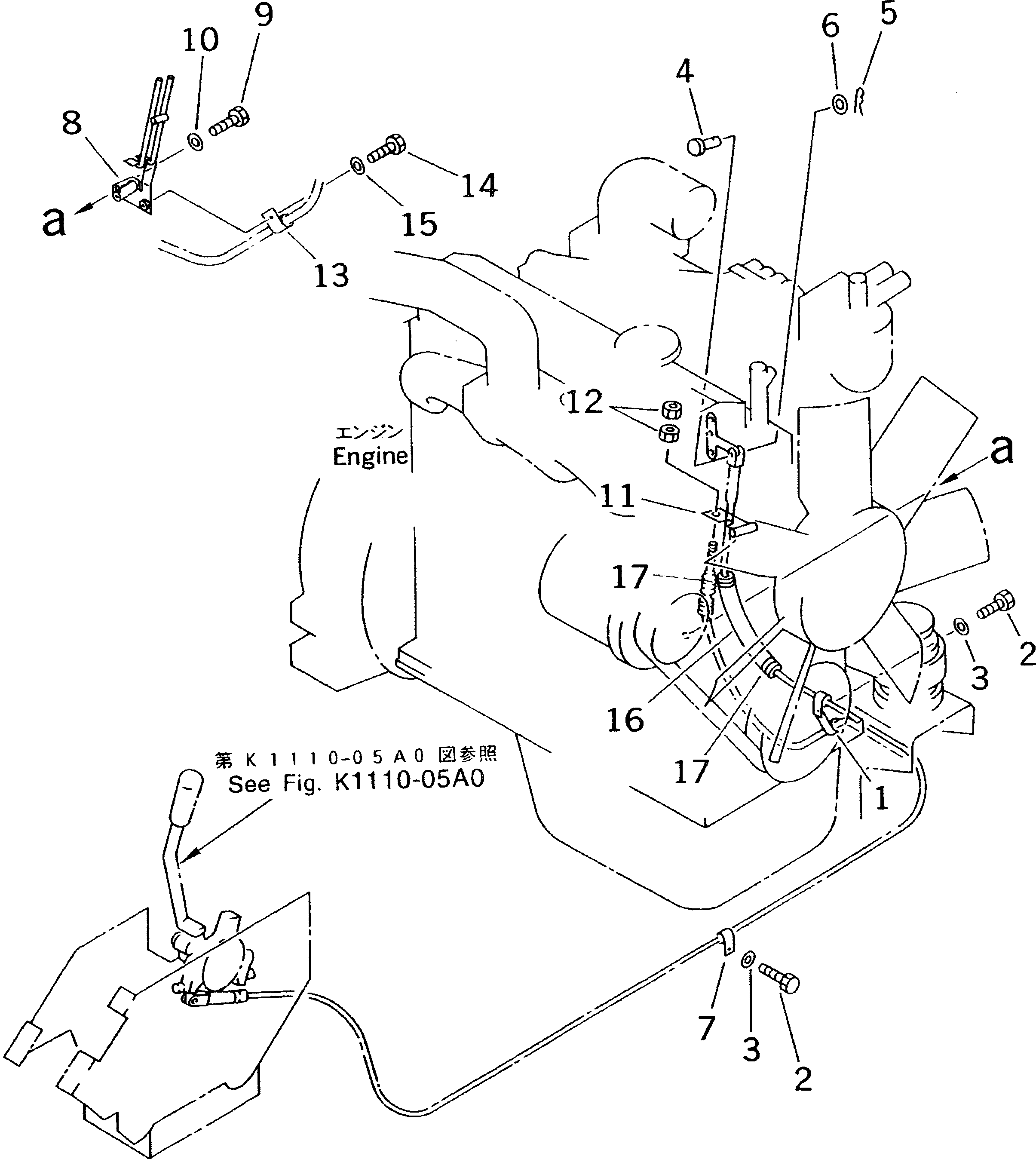 Komatsu parts book diagram for PC60-7 S/N 45001-UP: FUEL CONTROL (FOR ONE-TOUCH DECEL)(#45001-52373)