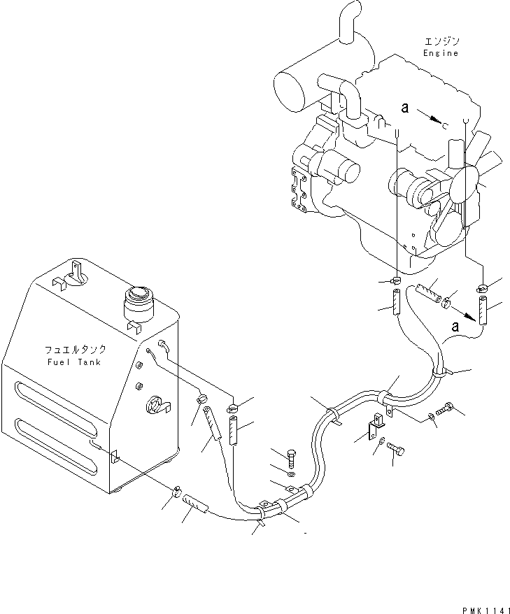 Komatsu parts book diagram for PC60-7 S/N 45001-UP: FUEL LINE(#52374-58000)