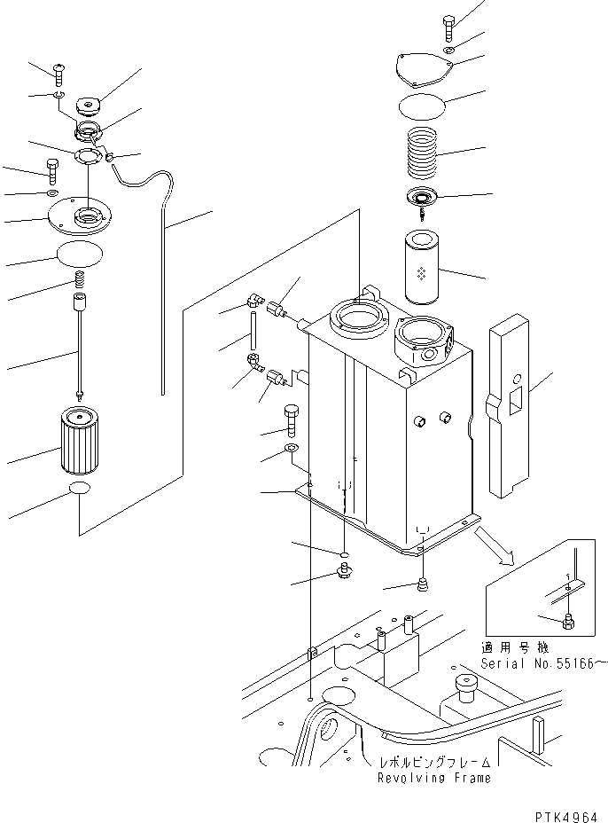 Komatsu parts book diagram for PC60-7 S/N 45001-UP: HYDRAULIC TANK(#52374-)
