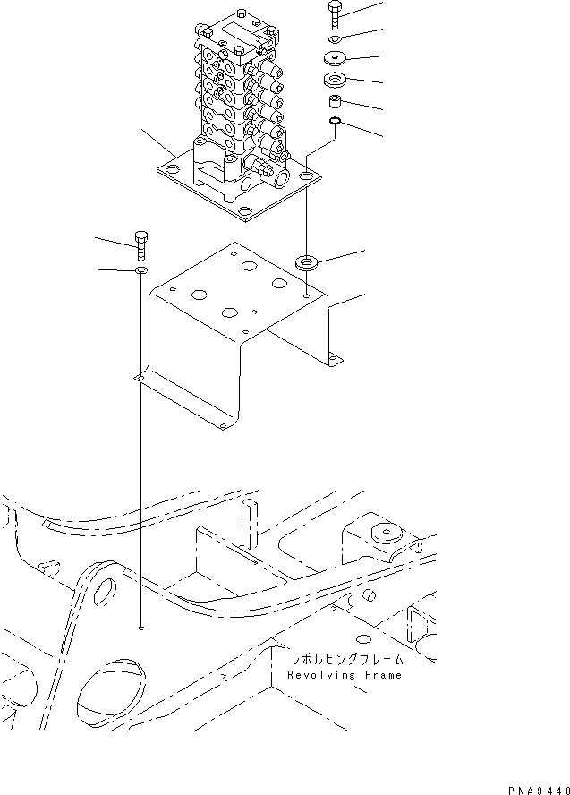 Komatsu parts book diagram for PC60-7 S/N 45001-UP: MAIN VALVE (MOUNT BRACKET)(#45001-52373)