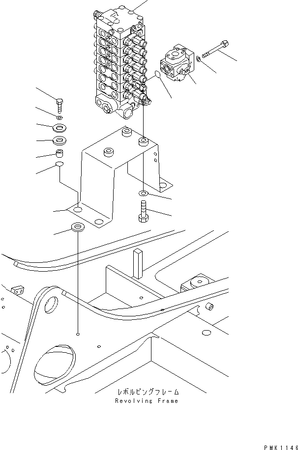 Komatsu parts book diagram for PC60-7 S/N 45001-UP: MAIN VALVE (MOUNT BRACKET) (BLADE)(#52374-)