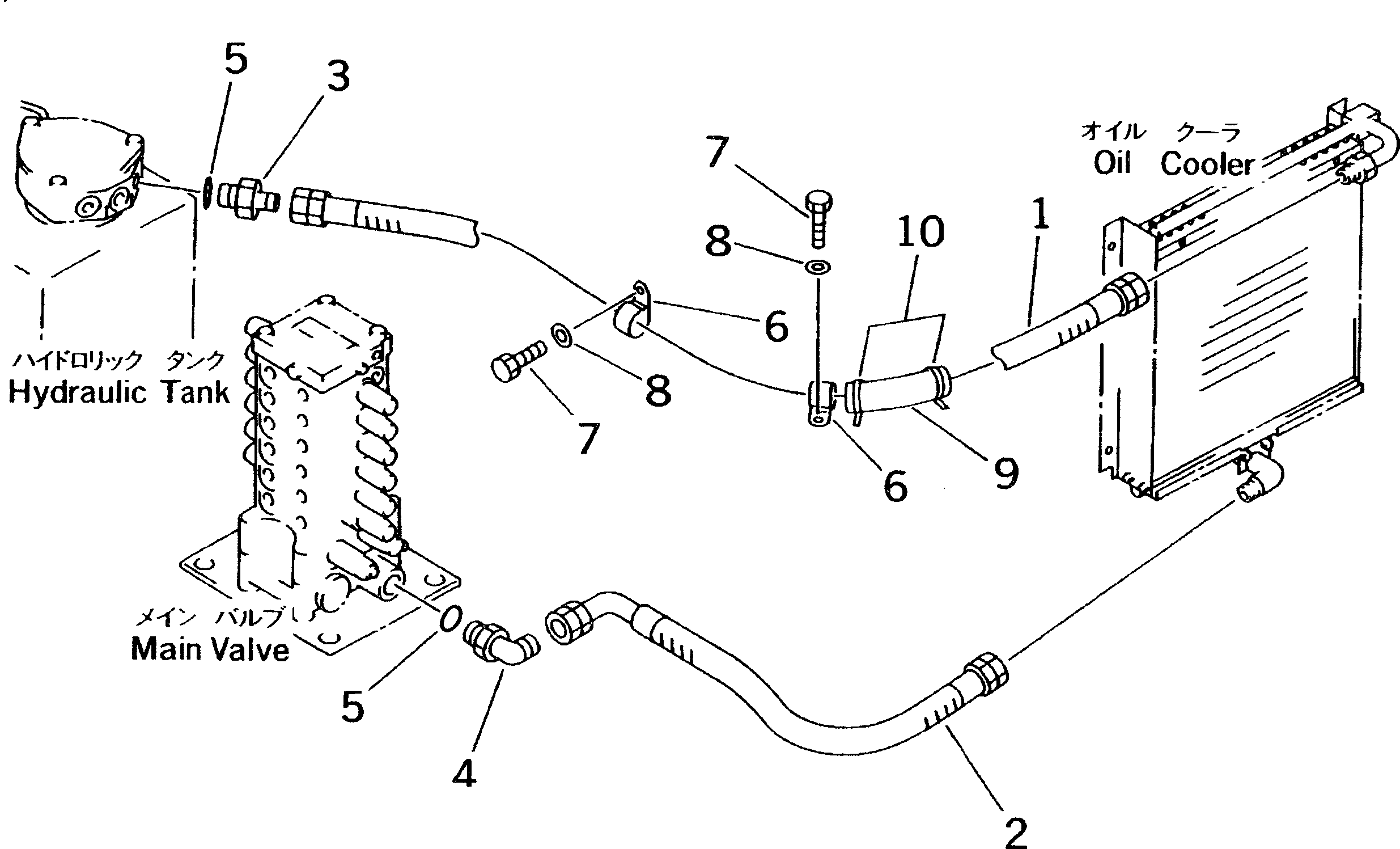 Komatsu parts book diagram for PC60-7 S/N 45001-UP: OIL COOLER LINE(#45001-52373)