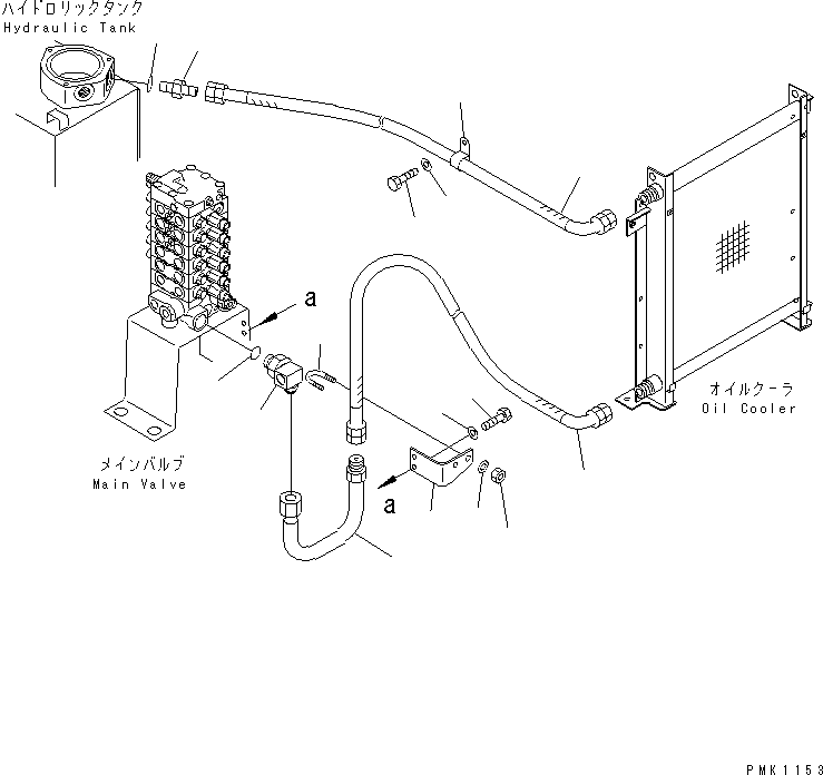 Komatsu parts book diagram for PC60-7 S/N 45001-UP: OIL COOLER LINE (FOR ATTACHMENT)(#52374-)