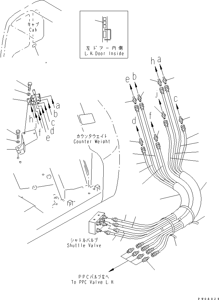 Komatsu parts book diagram for PC60-7 S/N 45001-UP: MULTIPLE PATTERN 2WAY (HOSE AND PLATE)(#55010-)